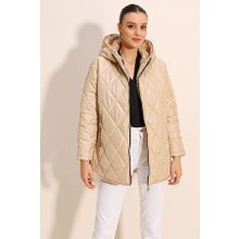 Bigdart 5181 Bej Kapüşonlu Kapitone Kadın Mont