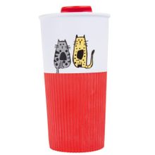 Biggdesign Cats 450 ml Renkli Plastik Mug Termos