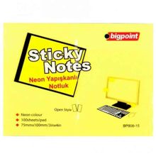 Bigpoint 75x100 mm Neon Sarı 12'li Paket Yapışkanlı Not Kağıdı