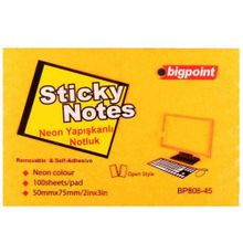 Bigpoint 75x50 mm Neon Turuncu 12'li Paket Yapışkanlı Not Kağıdı