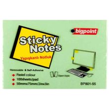 Bigpoint 75x50 mm Neon Yeşil 12'li Paket Yapışkanlı Not Kağıdı