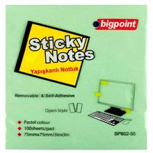 Bigpoint 75x75 mm Yeşil 12'li Paket Yapışkanlı Not Kağıdı