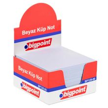 Bigpoint 8x8 cm Beyaz 500 Yaprak Küçük Not Karton Kutu Küp Notluk