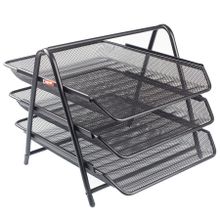 Bigpoint BP41395 3'lü Siyah Metal Perfore Evrak Rafı