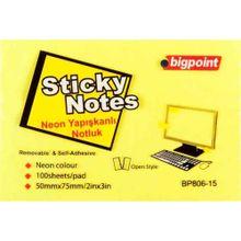 Bigpoint BP806-15-12-PKT 75x50 mm Neon Sarı Yapışkanlı Not Kağıdı