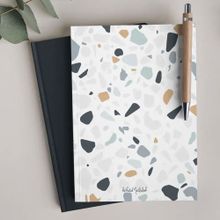 Bikutumutluluk N029 Mavi Karo Desenli Terrazo Çizgisiz Defter