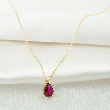 Bilezikçi Kırmızı Damla Taşlı 14 Ayar Kadın Altın Kolye