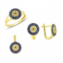 Bilezikhane Sosyete Gözlü 5.75 Gram 14 Ayar Altın Üçlü Set