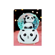 Bilger Sevimli Panda Renk Değiştiren Işıklı Müzikli Kar Taneli Orta Boy Kar Küresi