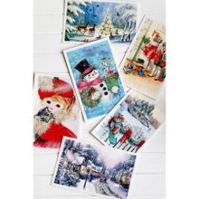 Bimotif 6lı Simli Kartpostal Seti, Yılbaşı, Kardan Adam