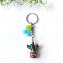 Bimotif Red Hearts Mavi Meyveli Kahve Saksılı Kaktüs Anahtarlık