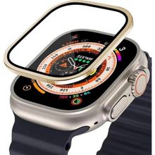 BİNANO APPLE WATCH ULTRA 49MM METAL ÇERÇEVELİ EKRAN KORUYUCU GOLD