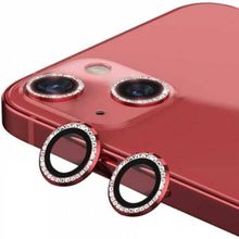 Binano iPhone 13 13 Mini Taşlı Kırmızı Kamera Koruyucu