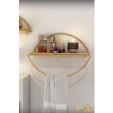Bino Masif Altın Gold Paslanmaz Mutfak Banyo Altın Elips Kitaplık Demonte Duvar Rafı