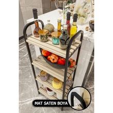 Bino Mutfak Banyo Dolabı Rafı Çok Amaçlı Organizer Raflar Ahşap Raflı Metal Ayakkabılık 4 Katlı