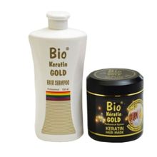 Bio Keratin Gold 700 ml Tuzsuz Şampuan + Yoğun Onarıcı 500 ml Saç Bakım Maskesi