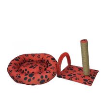 Bio Sand Kırmızı Kedi Kaşıma ve Tırmalama Tahtası Simit Yatak Seti