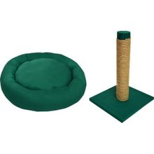 Bio Sand Yeşil Simit Kedi Yatağı ve Tırmalama Seti
