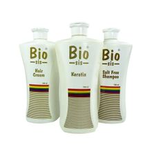 Bio Sis 3'lü Keratin-Saç Kremi-Düz ve Işıltılı Saçlar Botox Tuzsuz Şampuan Kutulu Brezilya Fönü Set