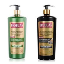 Bioblas 1000 ml Phytokeratin Kuru Yıpranmış Saçlar Saç Dökülmesine Karşı Şampuan + 1000 ml Siyah Sarımsak Özlü Tüm Saçlar için Saç Dökülmesine Karşı Şampuan