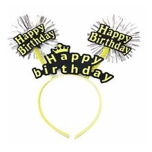 Bisepetim 22x19 cm Happy Birthday Püsküllü Neon Sarı Doğum Günü Tacı