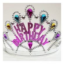 Bisepetim 60 cm Gümüş Happy Birthday Yazılı Doğum Günü Tacı