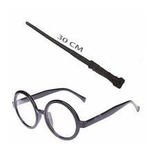 Bisepetim Harry Potter Asası 30 cm ve Siyah Çerçeveli Harry Potter Gözlüğü Seti