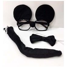Bisepetim Mickey Mouse Gözlüğü Papyonu Kuyruğu 3'lü Seti