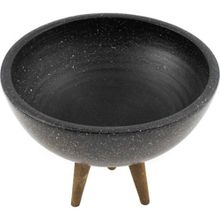 Bitki Tasarımı Siyah Granit Boyalı Aranjman Sunumluk 20 cm Toprak Saksı