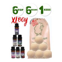 Biz Class %100 Merinos Yünü 6 Top ve 6 Koku XL Çamaşır Yün Keçe Kurutma Topu Koku Seti Kurutma Makinesi İçin