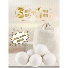 Biz Class Doğal Çamaşır Yumuşatıcı Keçe Natural 10x10 cm Natural 3’lü Yün Kurutma Makinesi Topu