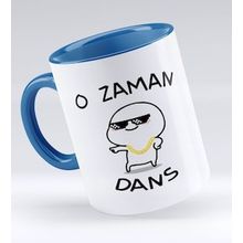 BK 1 Gift O Zaman Dans Tasarımlı Mavi Beyaz Kupa Bardak