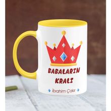 BK 19-339S Kişiye Özel Babalar Günü Temalı Sarı Beyaz Kupa Bardak