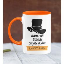 BK 24-368T Kişiye Özel Babalar Günü Temalı Turuncu Kupa Bardak