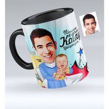 BK Bay Kadın Hastalıkları ve Doğum Uzmanı Karikatürlü Siyah Kupa Bardak