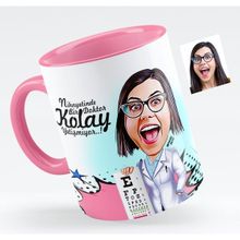 BK Bayan Göz Doktoru Karikatürlü Pembe Kupa Bardak