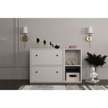 BK Concept Beyaz 100 cm AYK-1044-Ç Raflı Düşer Kapaklı Dolaplı Ayakkabılık