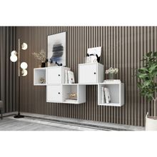 BK Concept Beyaz 170 cm DRS-1002-Ç 3 Kapaklı Raflı Duvara Monte Ayaksız Dresuar
