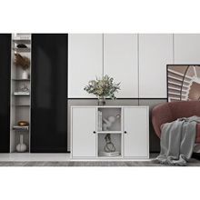 BK Concept Çıtasız KNS-1158-Ç İki Kapaklı Raflı Beyaz Konsol
