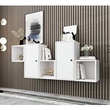 BK Concept DRS-1012-Ç Beyaz 170 cm 2 Kapaklı Raflı Duvara Monte Ayaksız Dresuar