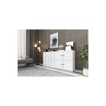 BK Concept ŞFN-1028-Ç Beyaz 130 cm Dolaplı Çekmeceli Şifonyer