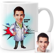 BK Doktor Karikatürlü Beyaz Kupa Bardak