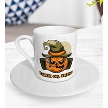 BK Gift Beyaz Halloween Trick or Treat Tasarımlı Türk Kahvesi Fincanı