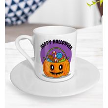 BK Gift Beyaz Happy Halloween Tasarımlı Türk Kahvesi Fincanı