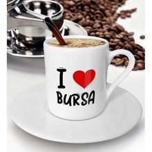 BK Gift Beyaz Love Bursa Tasarımlı Türk Kahvesi Fincanı