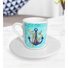 BK Gift Beyaz Sea of Life Tasarımlı Türk Kahvesi Fincanı