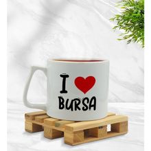 BK Gift I Love Bursa Tasarımlı Middle Beyaz Kupa Bardak