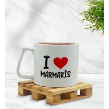 BK Gift I Love Marmaris Tasarımlı Middle Beyaz Kupa Bardak