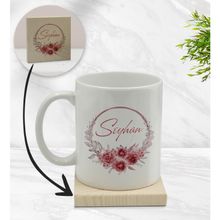 BK Gift Kişiye Özel - 1 Çiçek Tasarımlı Beyaz Kupa Bardak