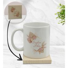 BK Gift Kişiye Özel - 16 Çiçek Tasarımlı Beyaz Kupa Bardak